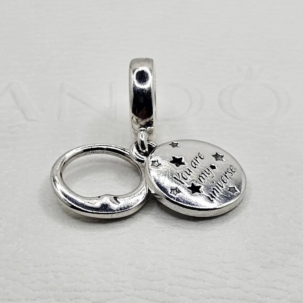 Authentic Pandora ⭐️RETIRED⭐️ MOON & STAR DANGLE CHARM - Picture 7 of 7